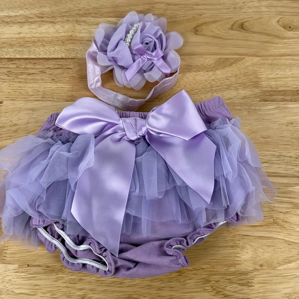 Baby Lavender Tutu Bloomers and Headband Set
